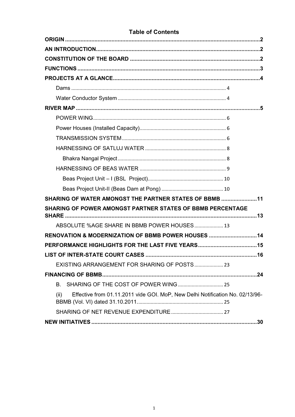 Table of Contents ORIGIN