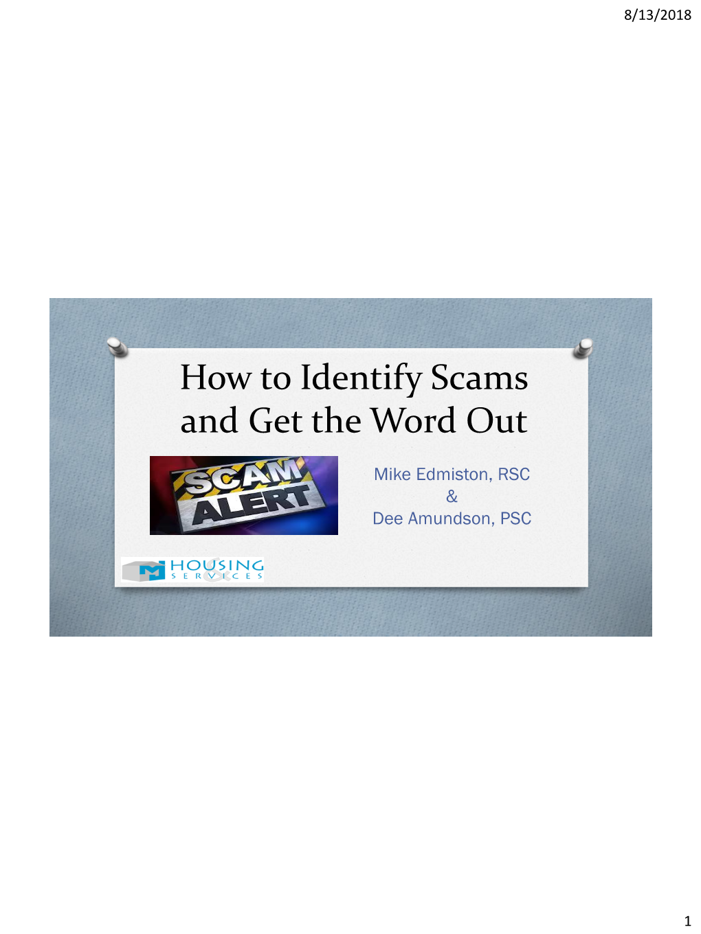 How to Identify Scams and Get the Word Out