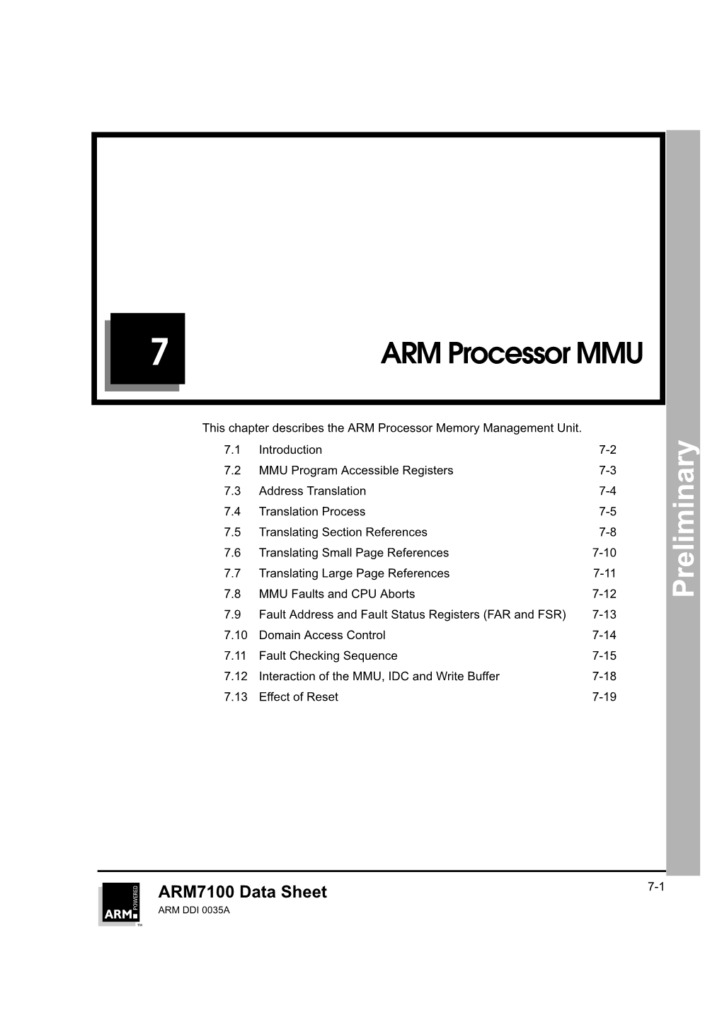 Preliminary ARM Processor