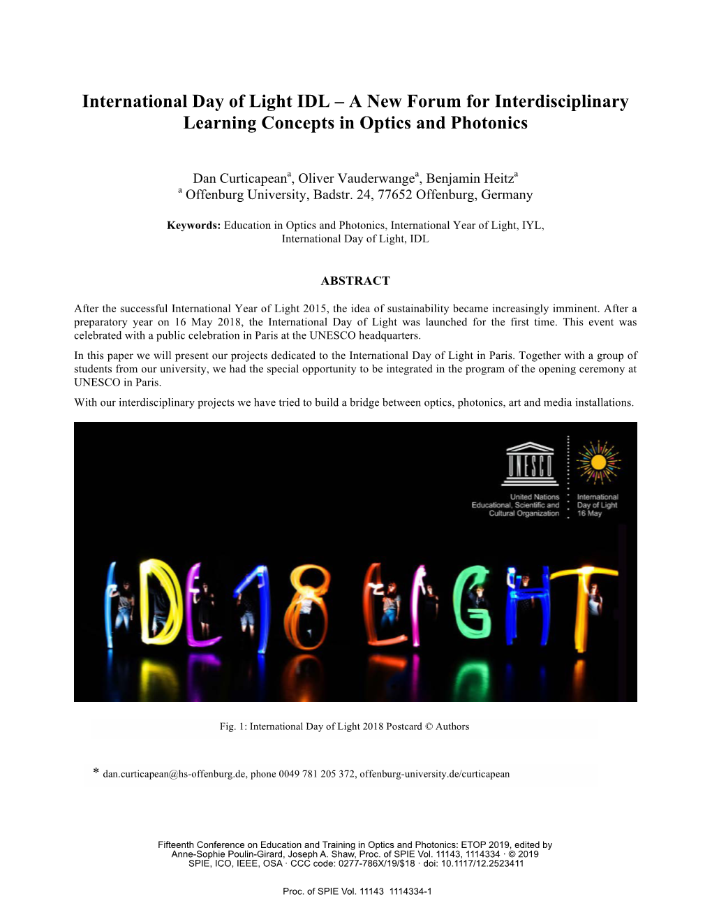 A New Forum for Interdisciplinary Learning Concepts in Optics and Photonics