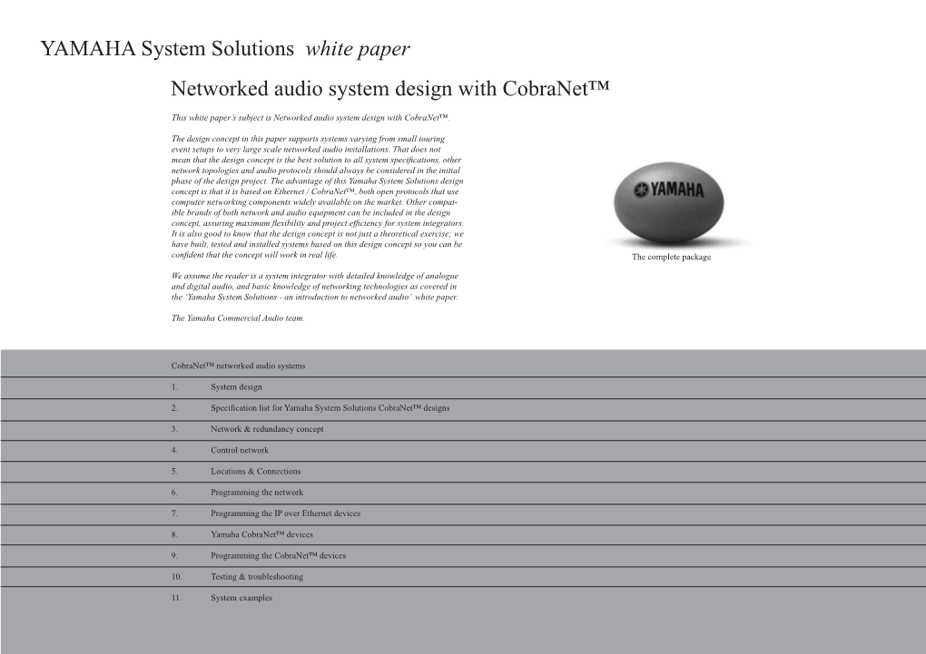 Networked Audio System Design with Cobranet™