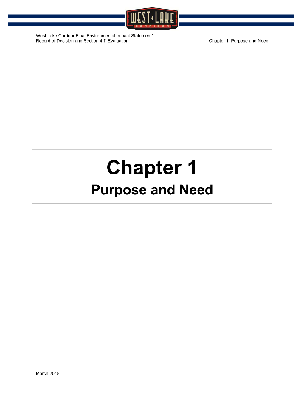 Chapter 1 Purpose and Need