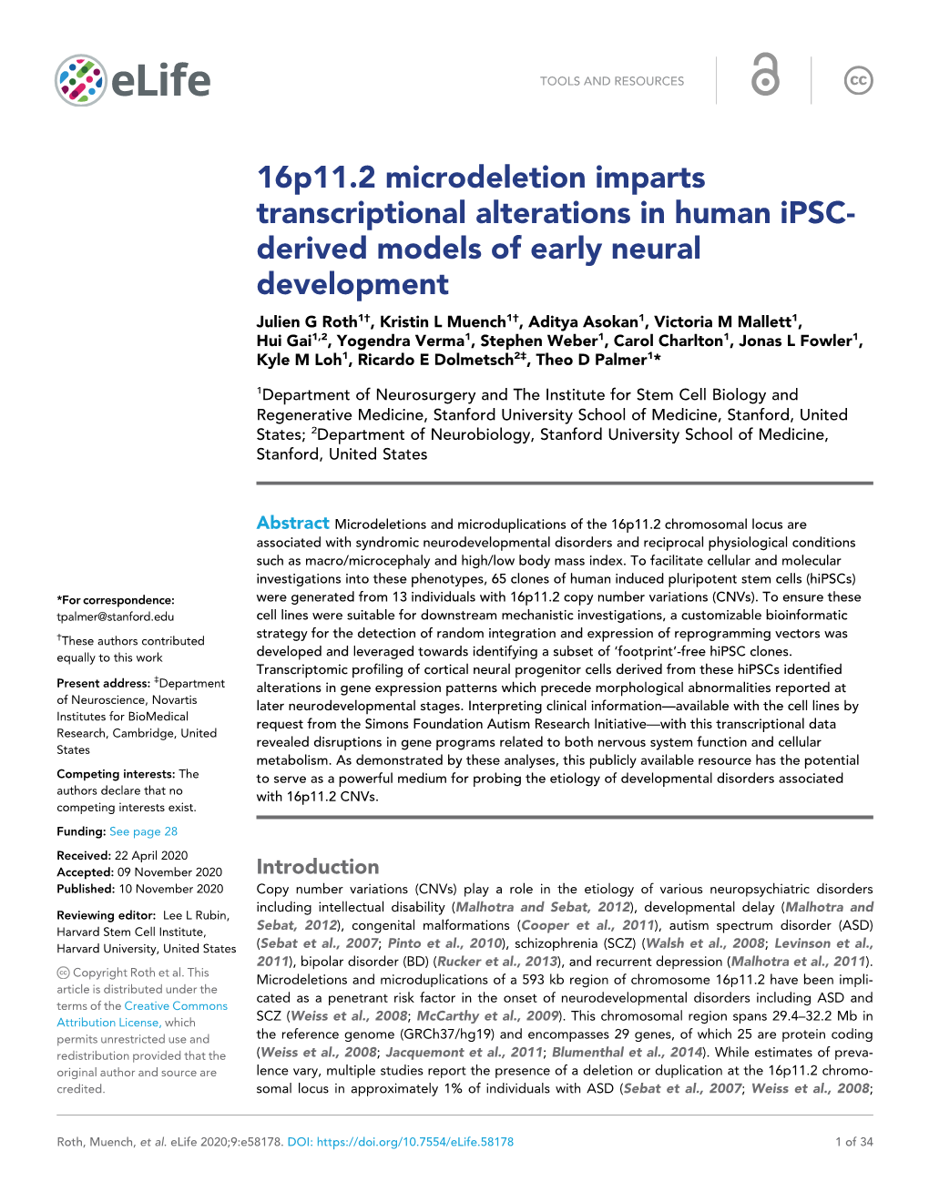 16P11.2 Microdeletion Imparts Transcriptional Alterations in Human