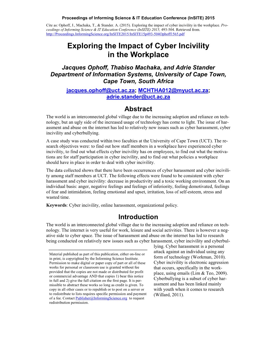 Exploring the Impact of Cyber Incivility in the Workplace