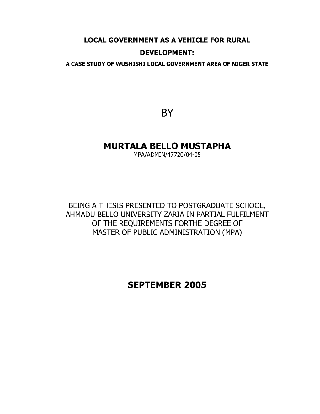 Murtala Bello Mustapha September 2005