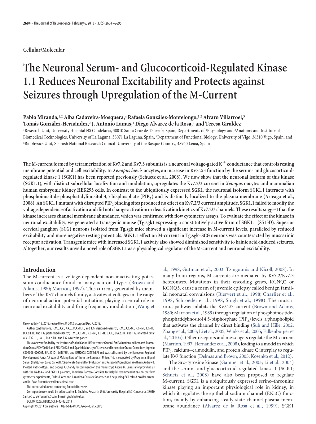 And Glucocorticoid-Regulated Kinase 1.1 Reduces Neuronal Excitability and Protects Against Seizures Through Upregulation of the M-Current