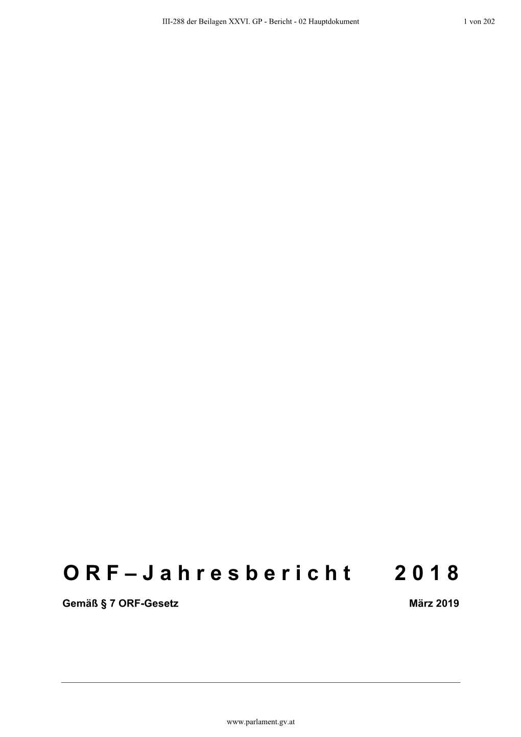 O R F – J a H R E S B E R I C H T 2 0