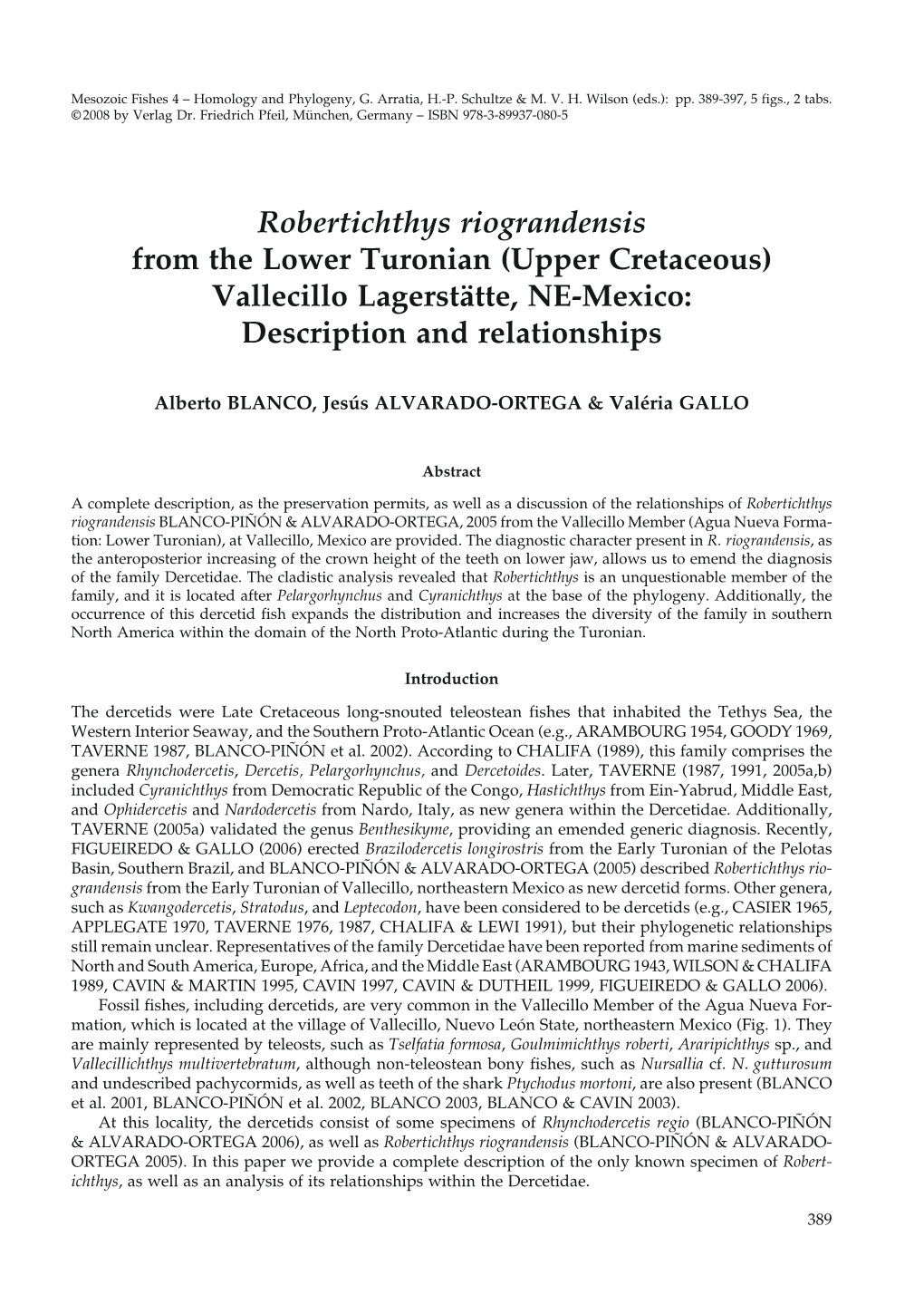 Robertichthys Riograndensis from the Lower Turonian (Upper Cretaceous) Vallecillo Lagerstätte, NE-Mexico: Description and Relationships