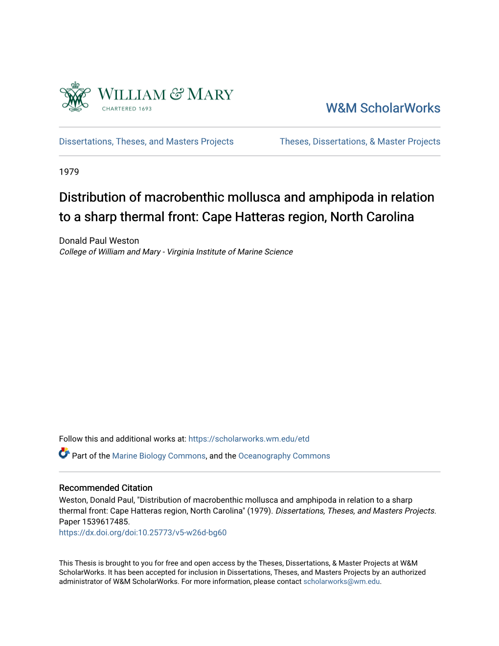 Distribution of Macrobenthic Mollusca and Amphipoda in Relation to a Sharp Thermal Front: Cape Hatteras Region, North Carolina