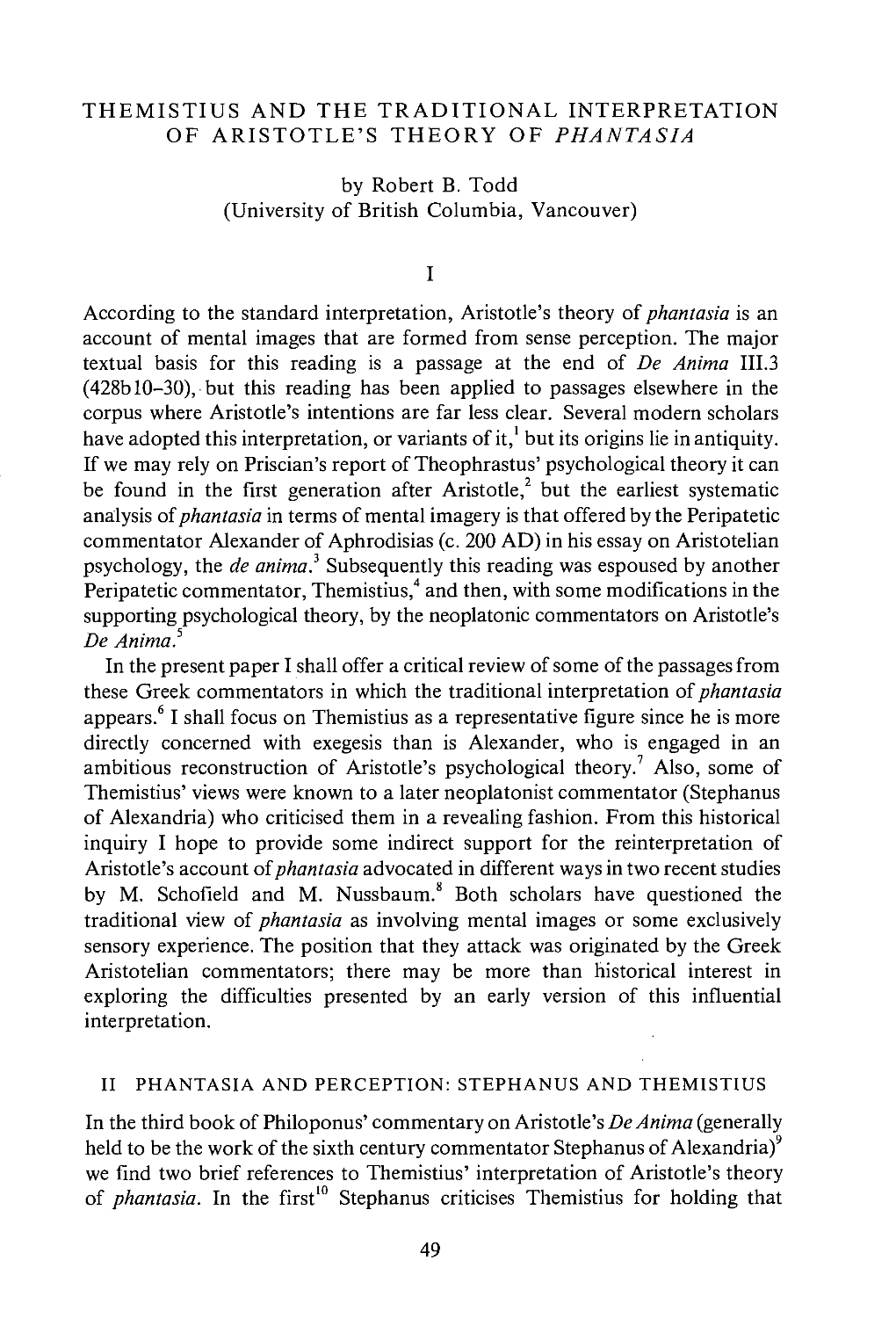 Themistius and the Traditional Interpretation of Aristotle's Theory of Phantasia