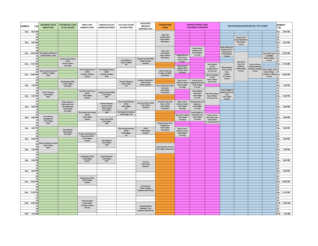 FF18 Total & by Day Schedule 7-01-18