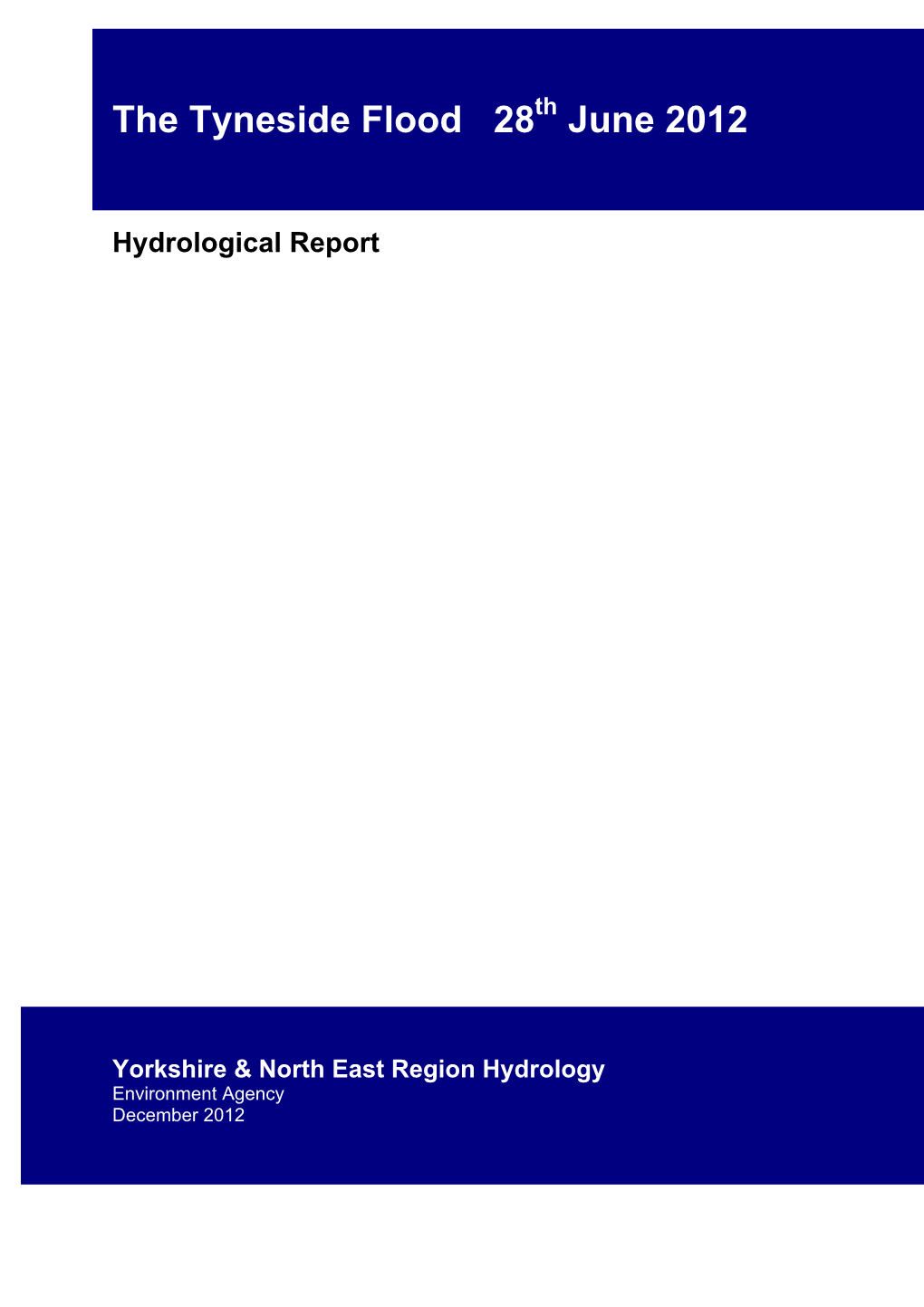 June 28Th Tyneside Flood Hydrology Report