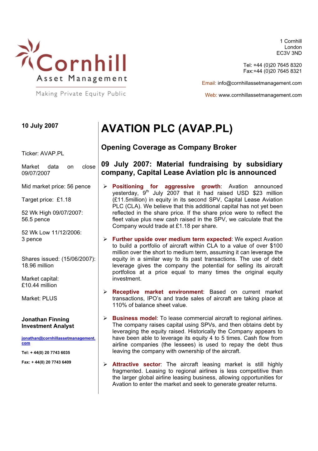 Avation Plc (Avap.Pl)