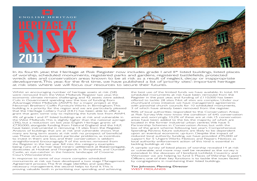 Heritage at Risk 2011- West Midlands Summary