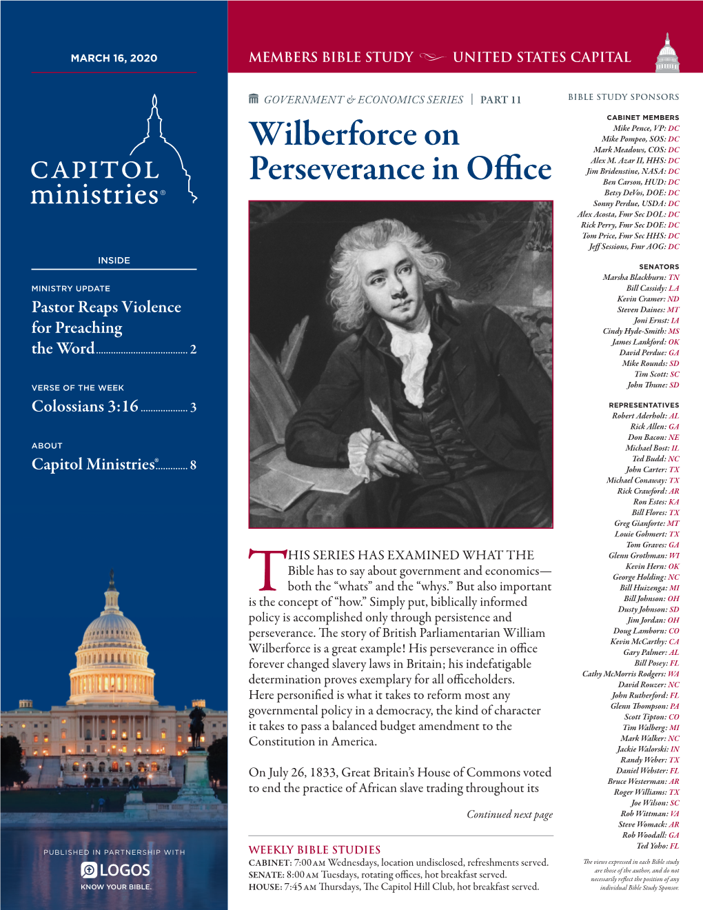 Wilberforce on Perserverence in Office