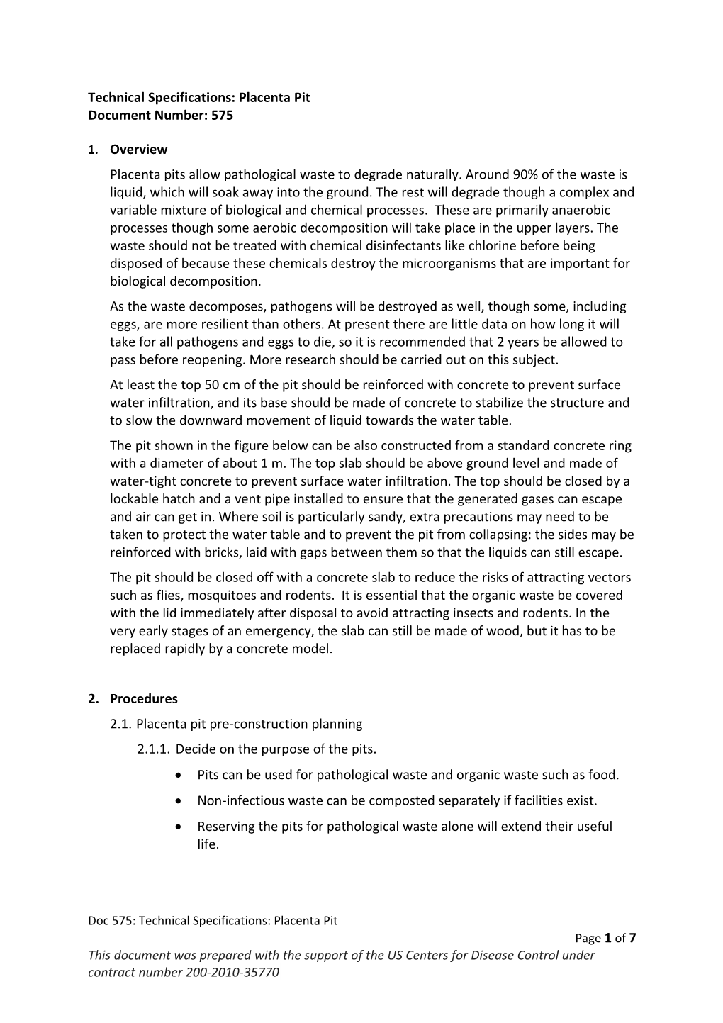 Technical Specifications: Placenta Pit