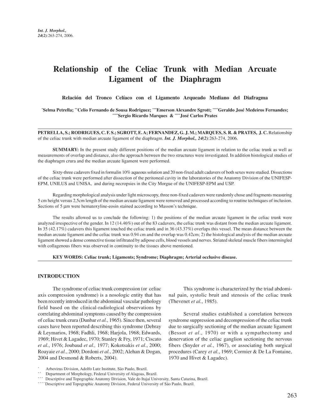 Relationship of the Celiac Trunk with Median Arcuate Ligament of the Diaphragm