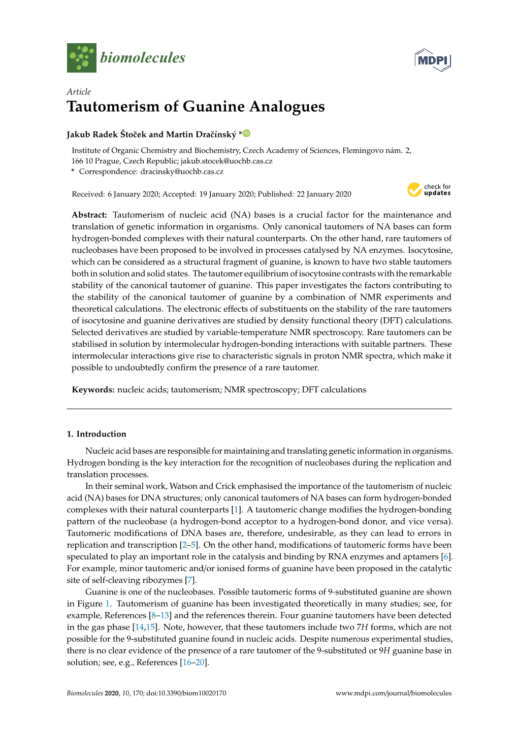 Tautomerism of Guanine Analogues