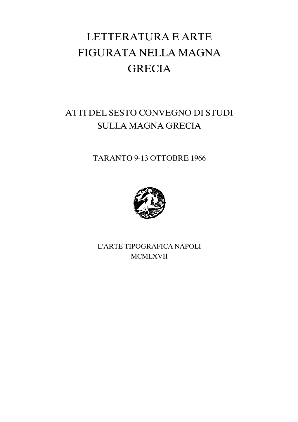 Letteratura E Arte Figurata Nella Magna Grecia