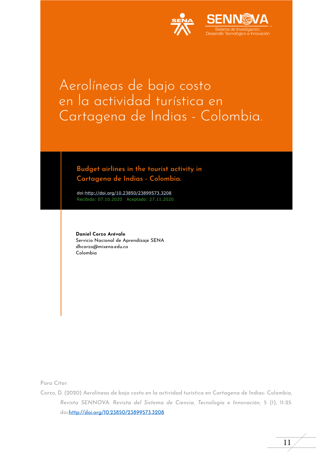 Aerolíneas De Bajo Costo En La Actividad Turística En Cartagena De Indias - Colombia