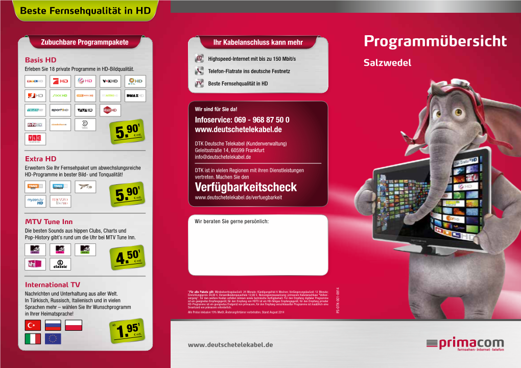 Programmübersicht Basis HD Highspeed-Internet Mit Bis Zu 150 Mbit/S Salzwedel Erleben Sie 18 Private Programme in HD-Bildqualität