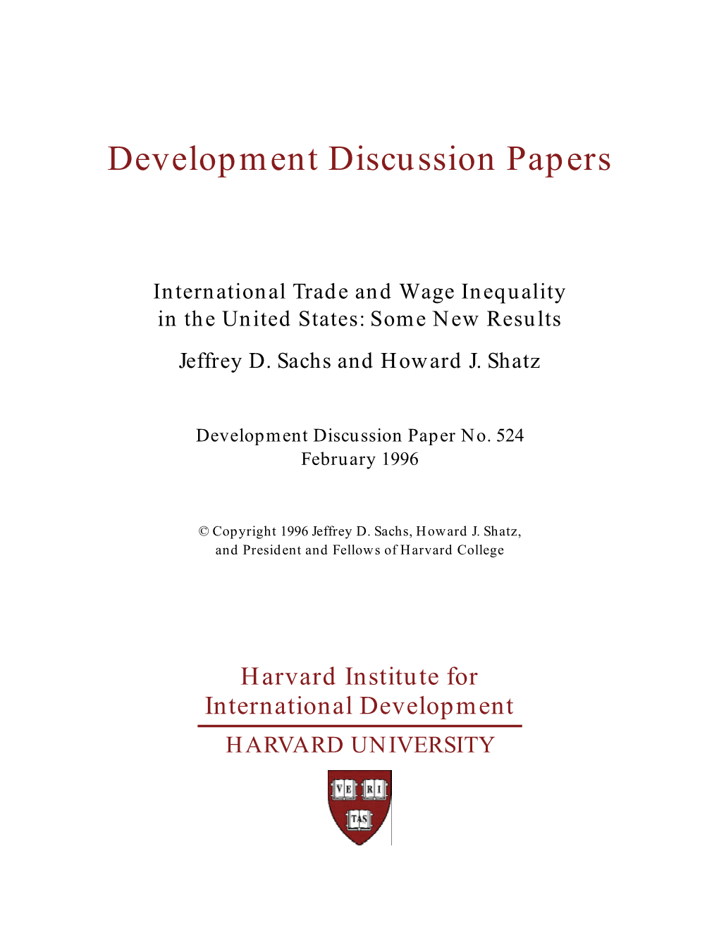 Development Discussion Papers