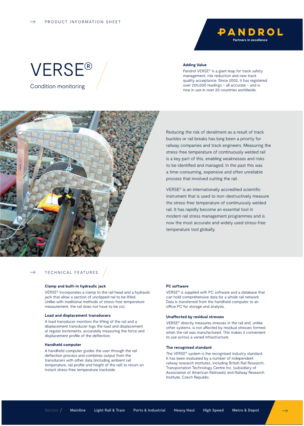 VERSE® Is a Giant Leap for Track Safety VERSE Management, Risk Reduction and New Track Quality Acceptance