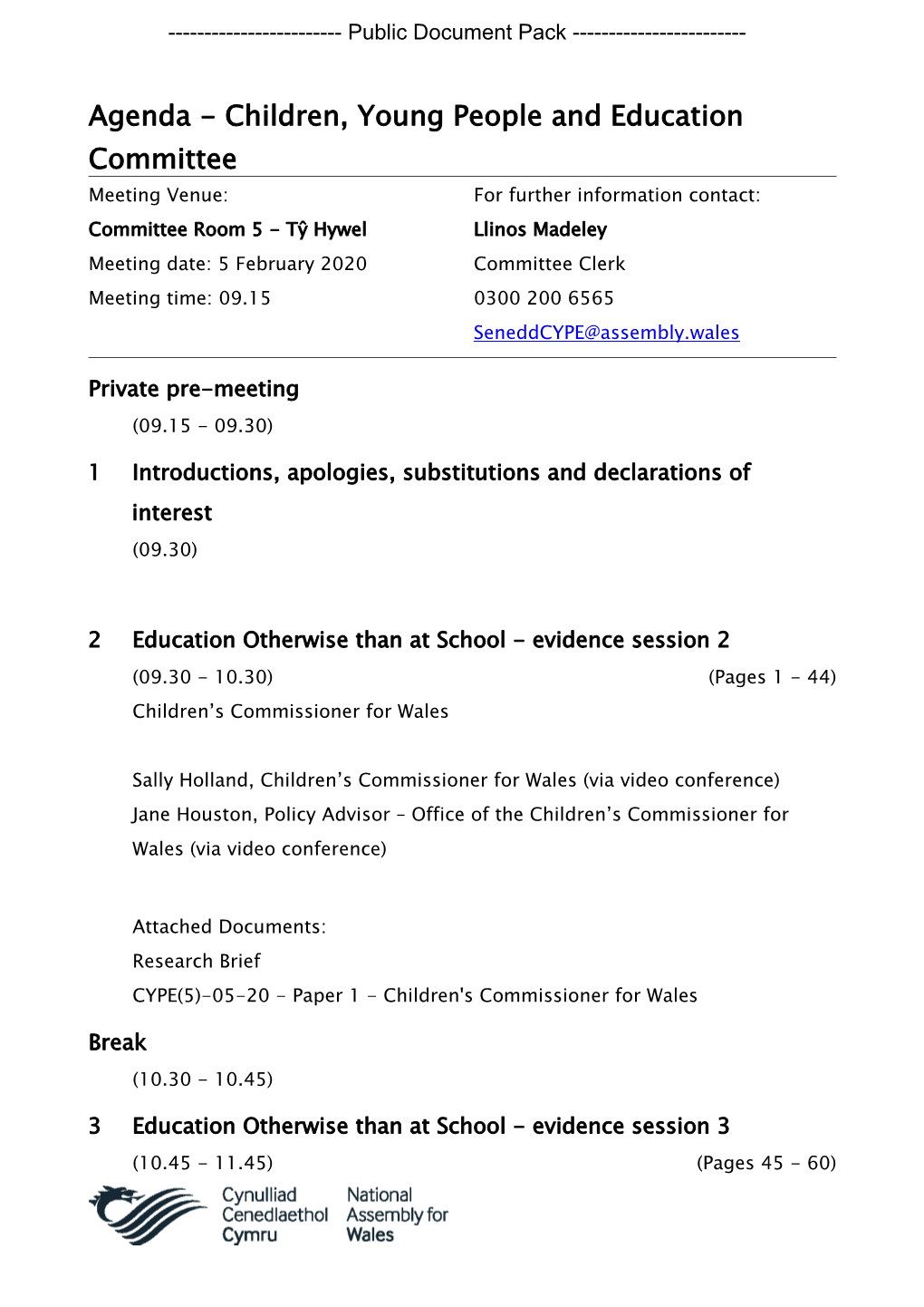 (Public Pack)Agenda Document for Children, Young People And