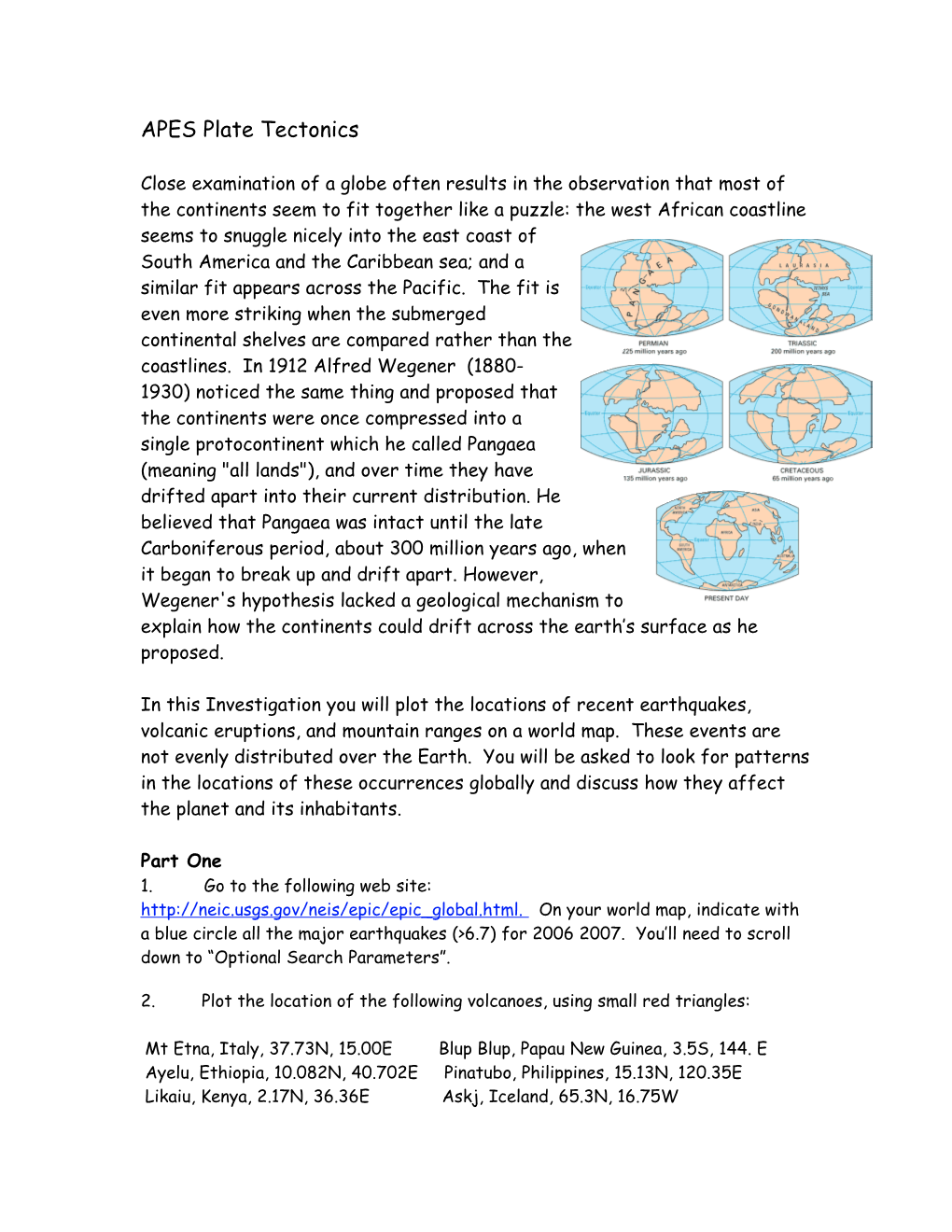 APES Plate Tectonics