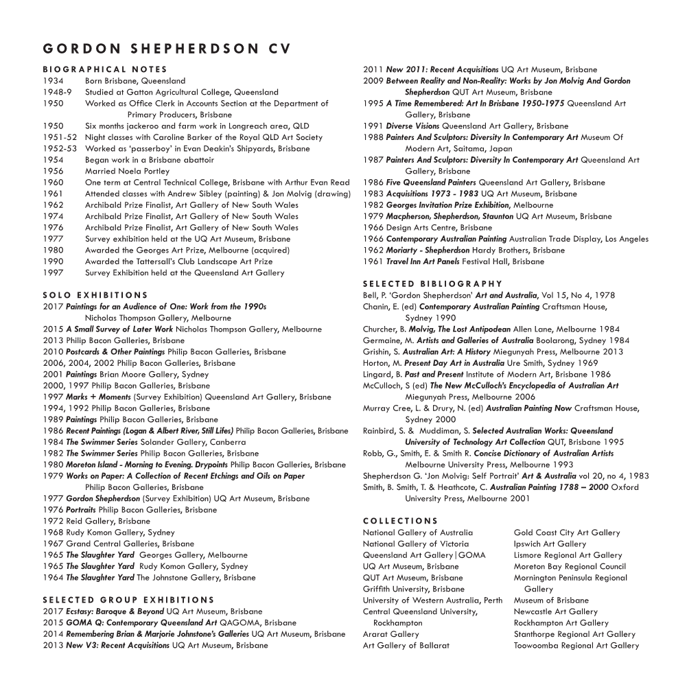 Gordon Shepherdson Cv