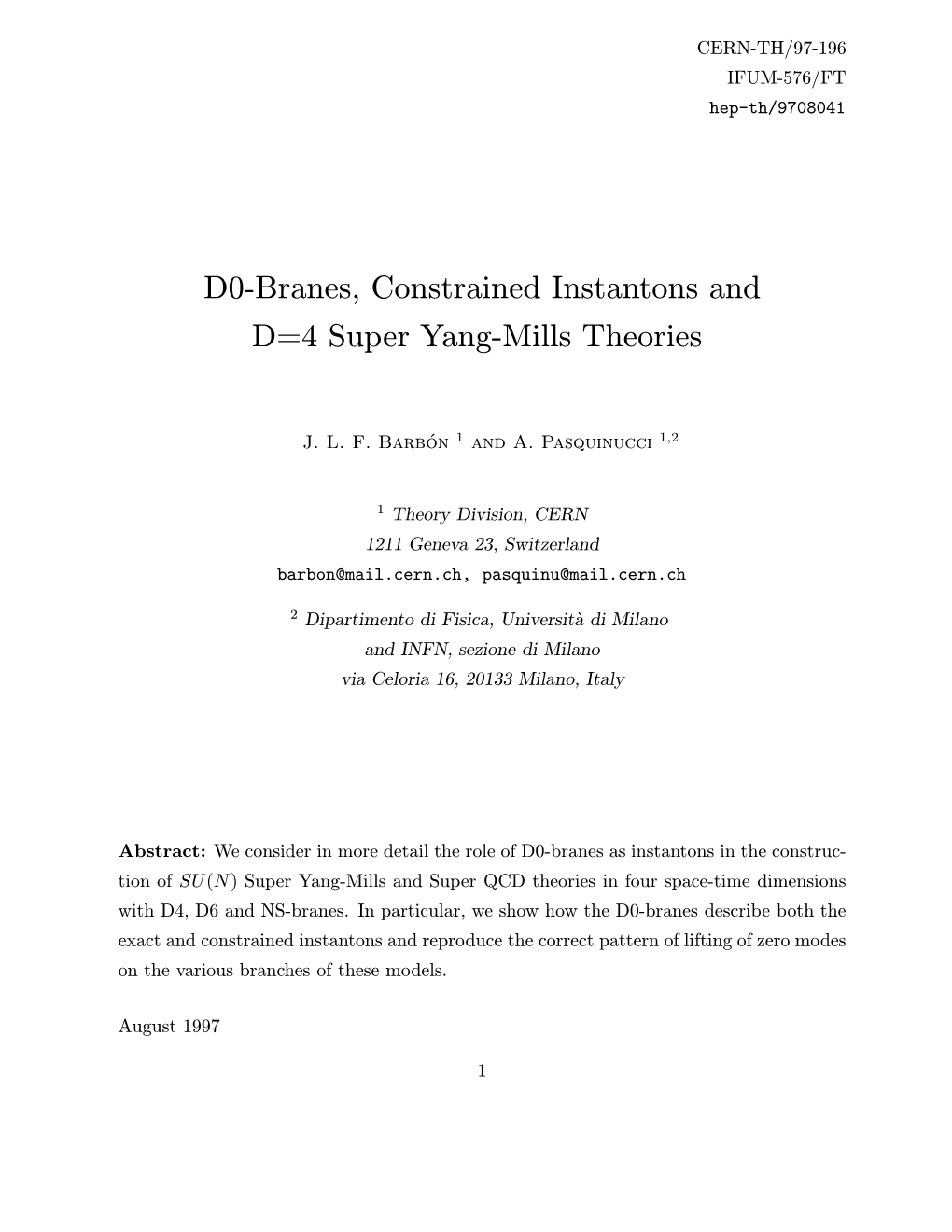 D0-Branes, Constrained Instantons and D=4 Super Yang-Mills Theories