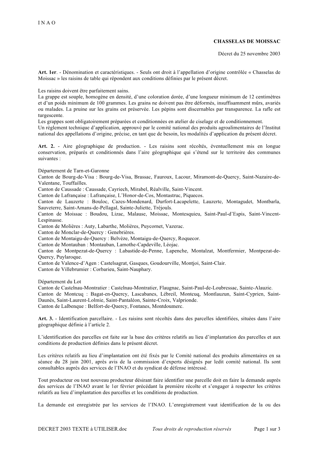 Decret 2003 Texte À Utiliser