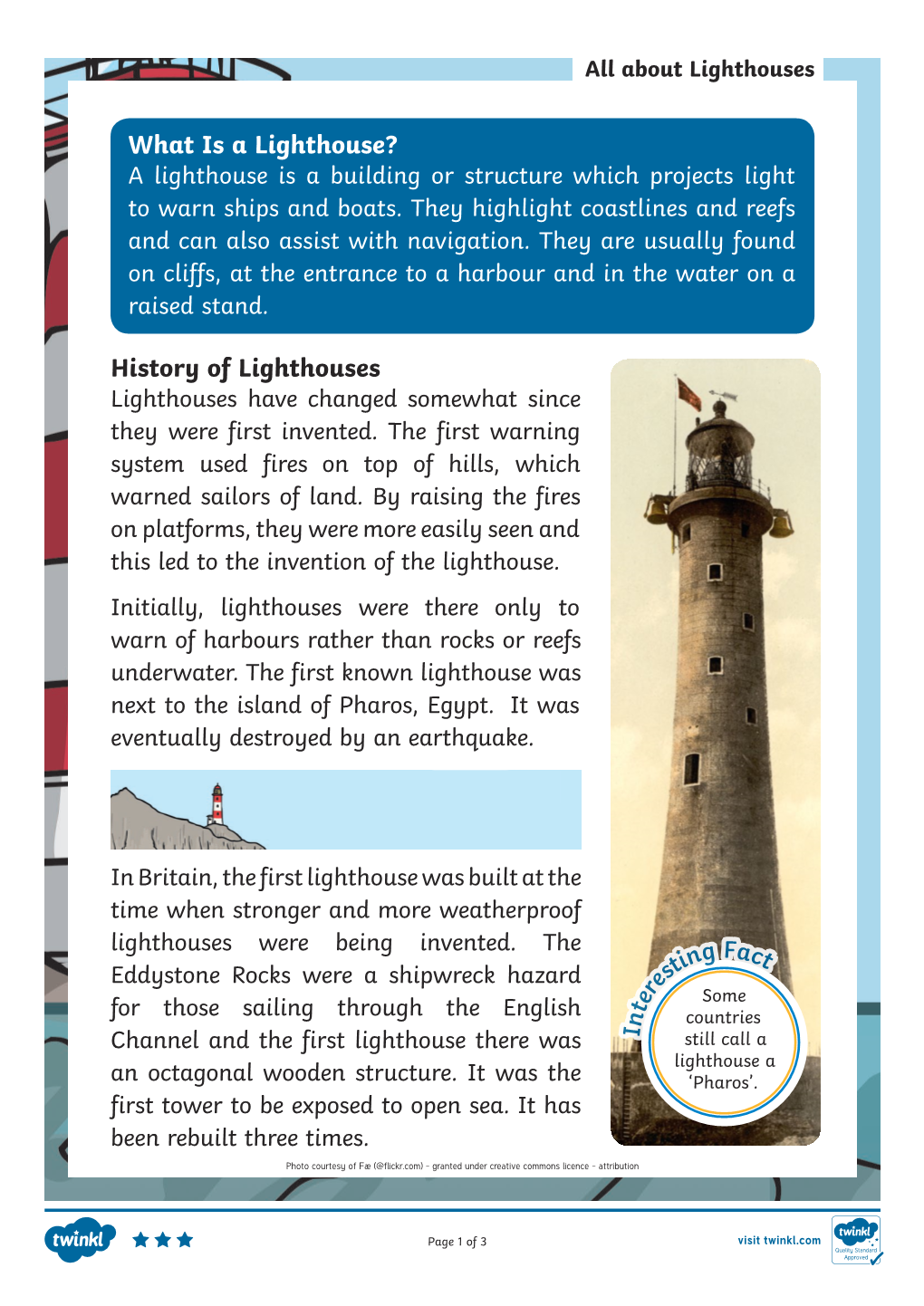 Lighthouses Comprehension