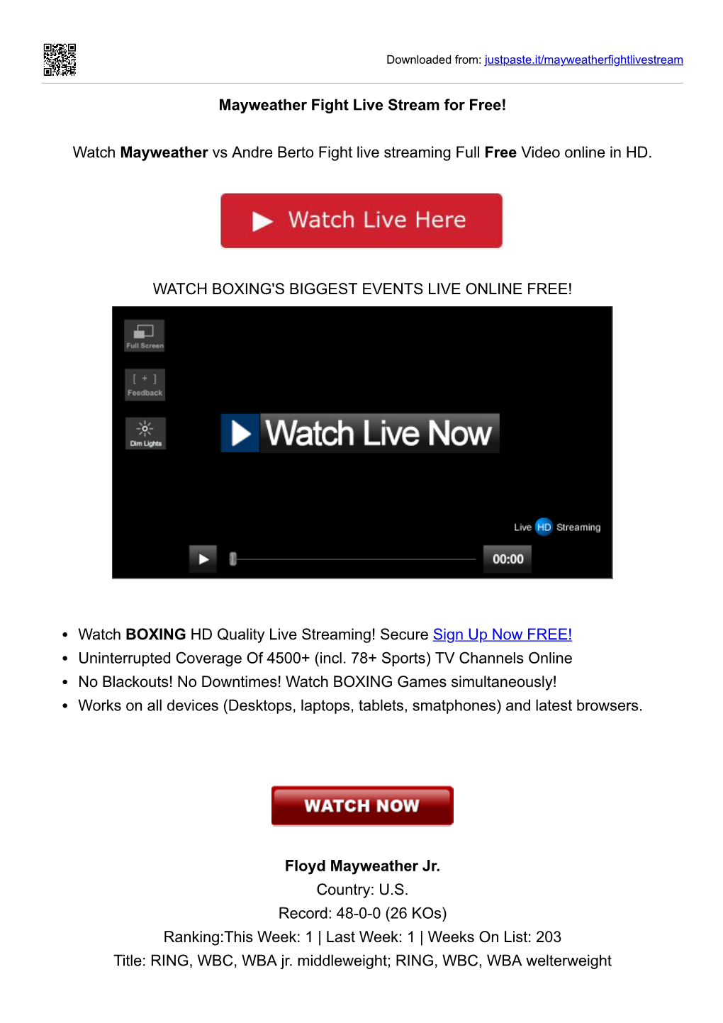 Mayweather Fight Live Stream for Free!