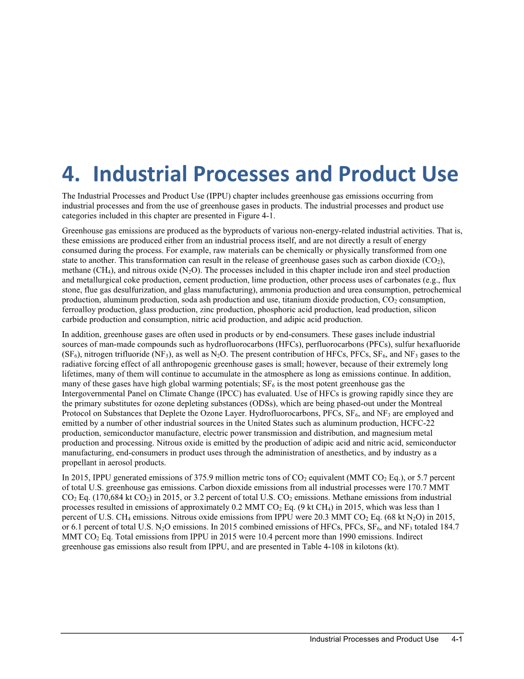 4. Industrial Processes and Product