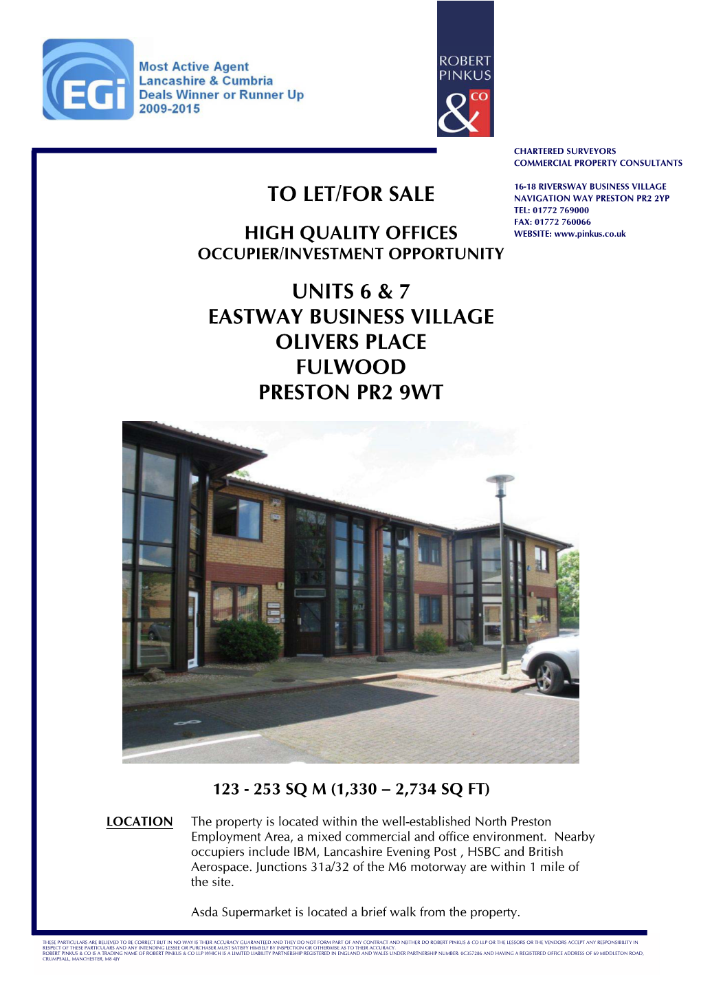 To Let/For Sale Units 6 & 7 Eastway Business Village