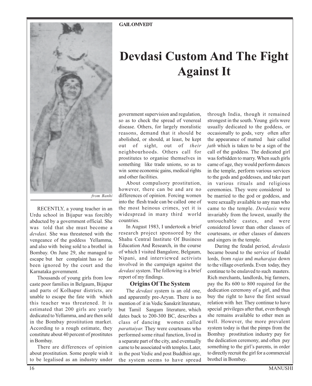 Devdasi Custom and the Fight Against It