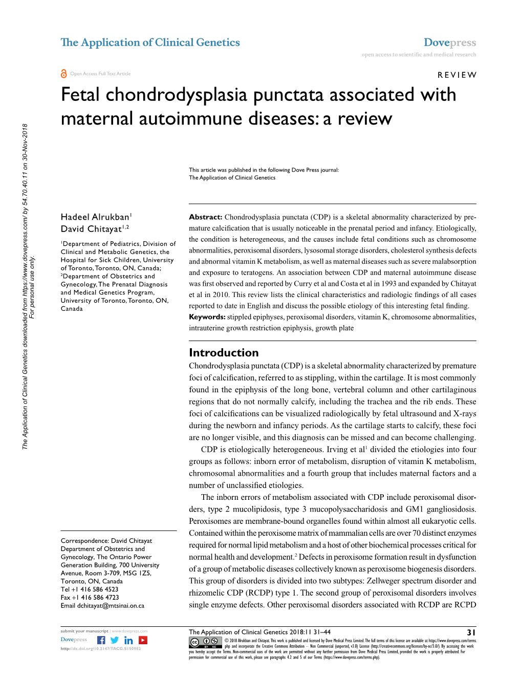 Fetal Chondrodysplasia Punctata Associated with Maternal Autoimmune Diseases: a Review