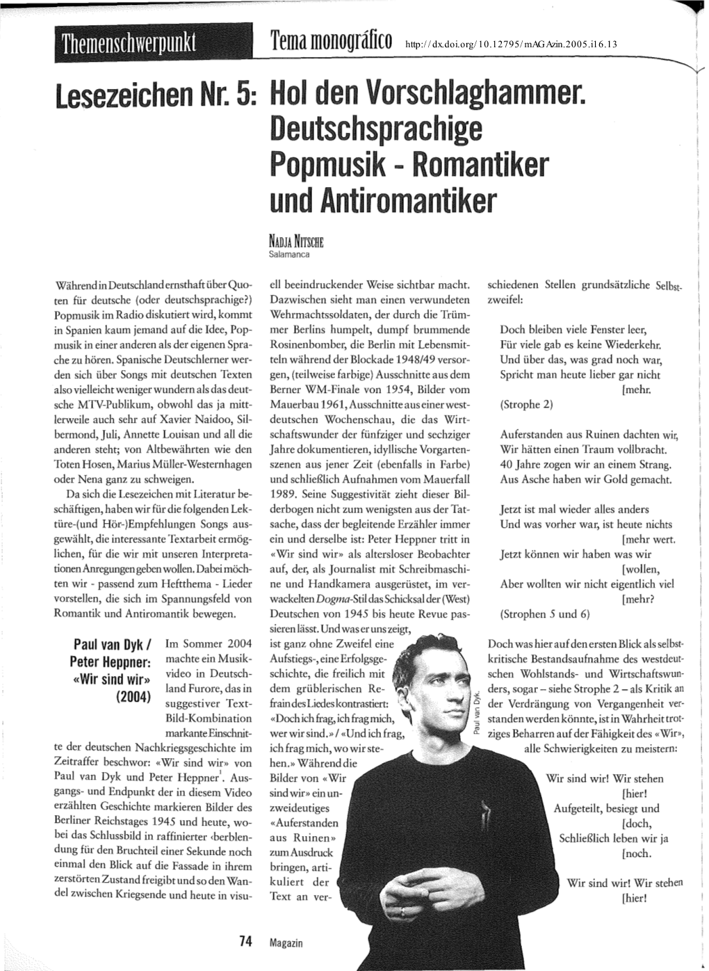 Hol Den Vorschlaghammer. Deutschsprachige Popmusik - Romantiker Und Antiromantiker