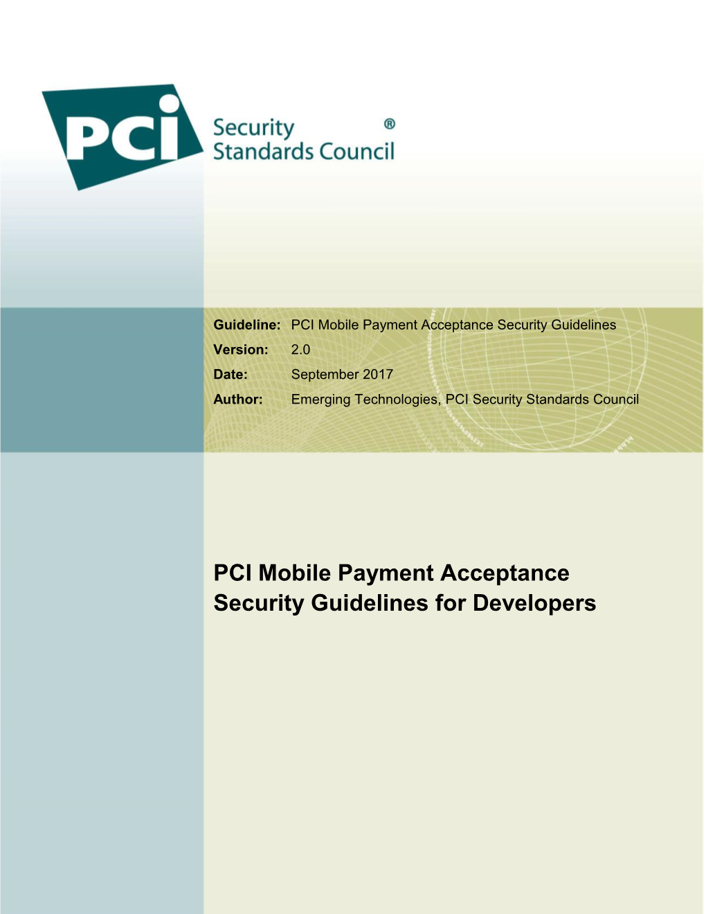 PCI Mobile Payment Acceptance Security Guidelines for Developers