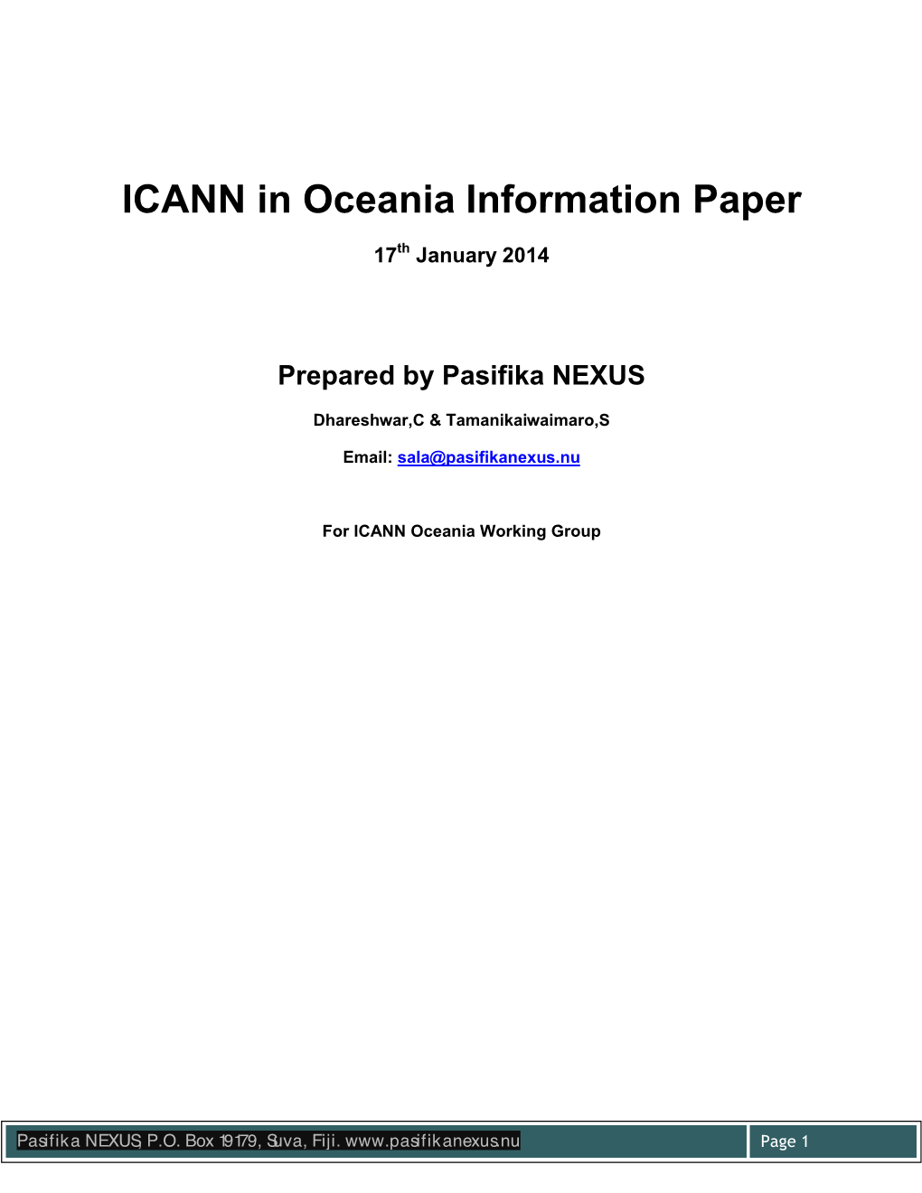 ICANN in Oceania Information Paper