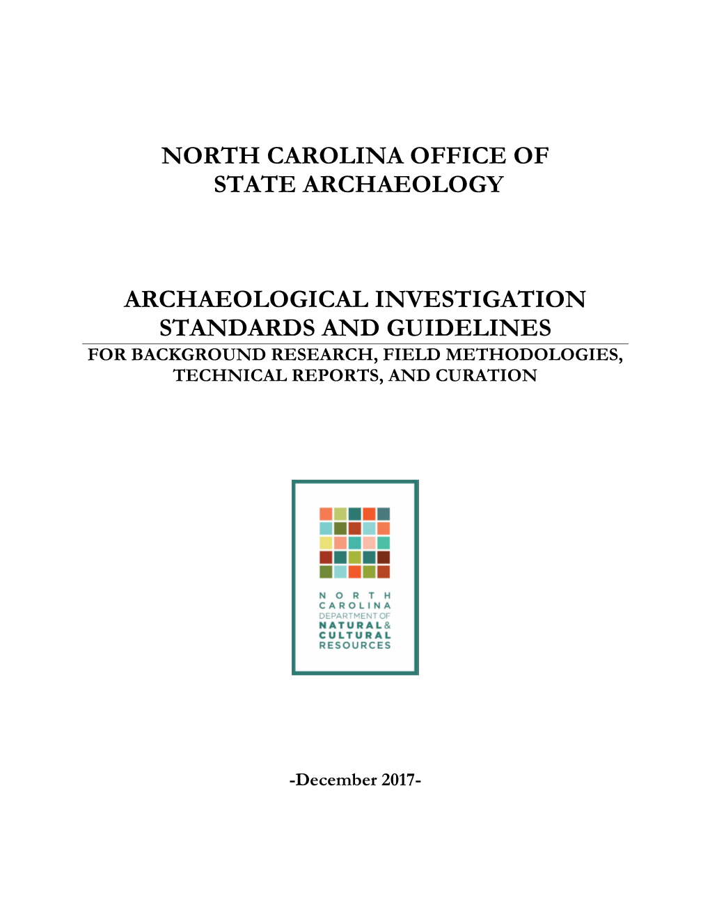 Office of State Archaeology (OSA) Standards and Guidelines