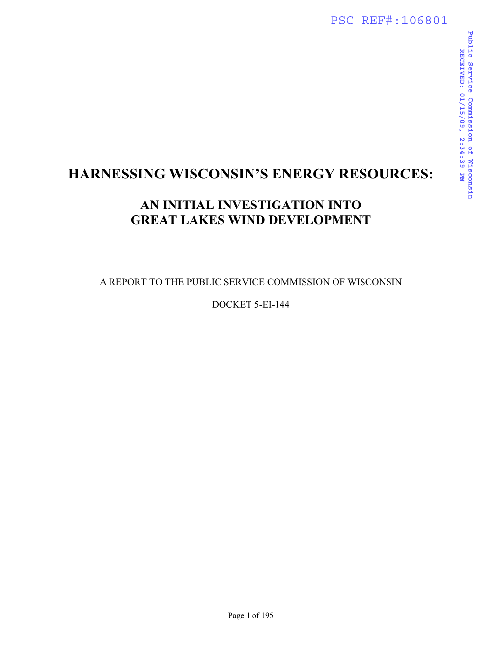 Harnessing Wisconsin's Energy Resources