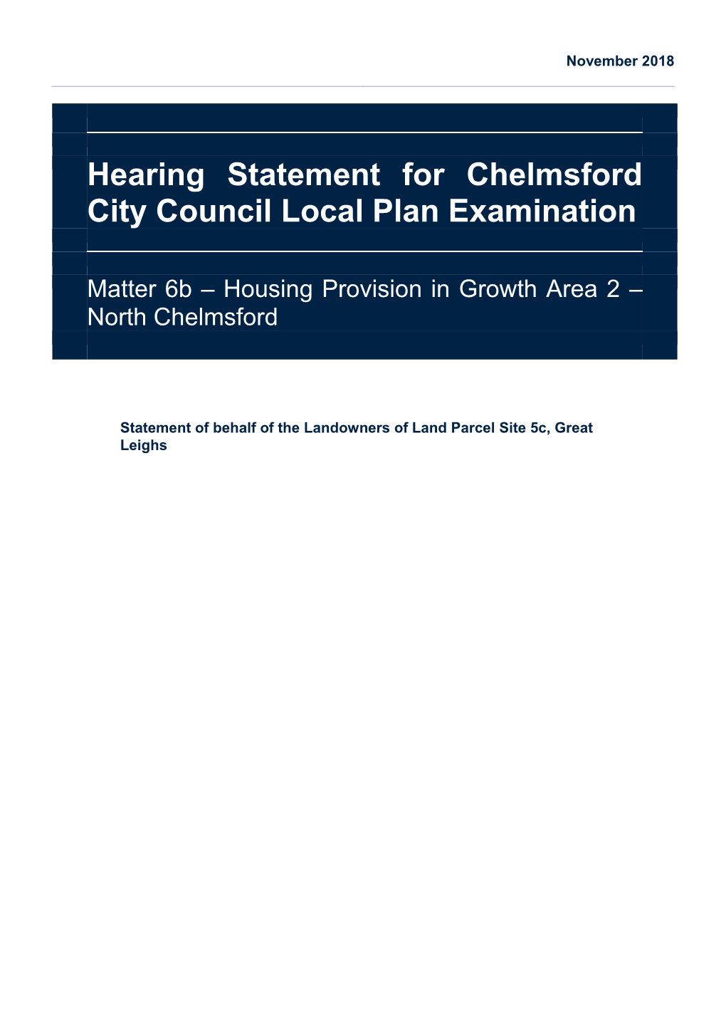 Hearing Statement for Chelmsford City Council Local Plan Examination