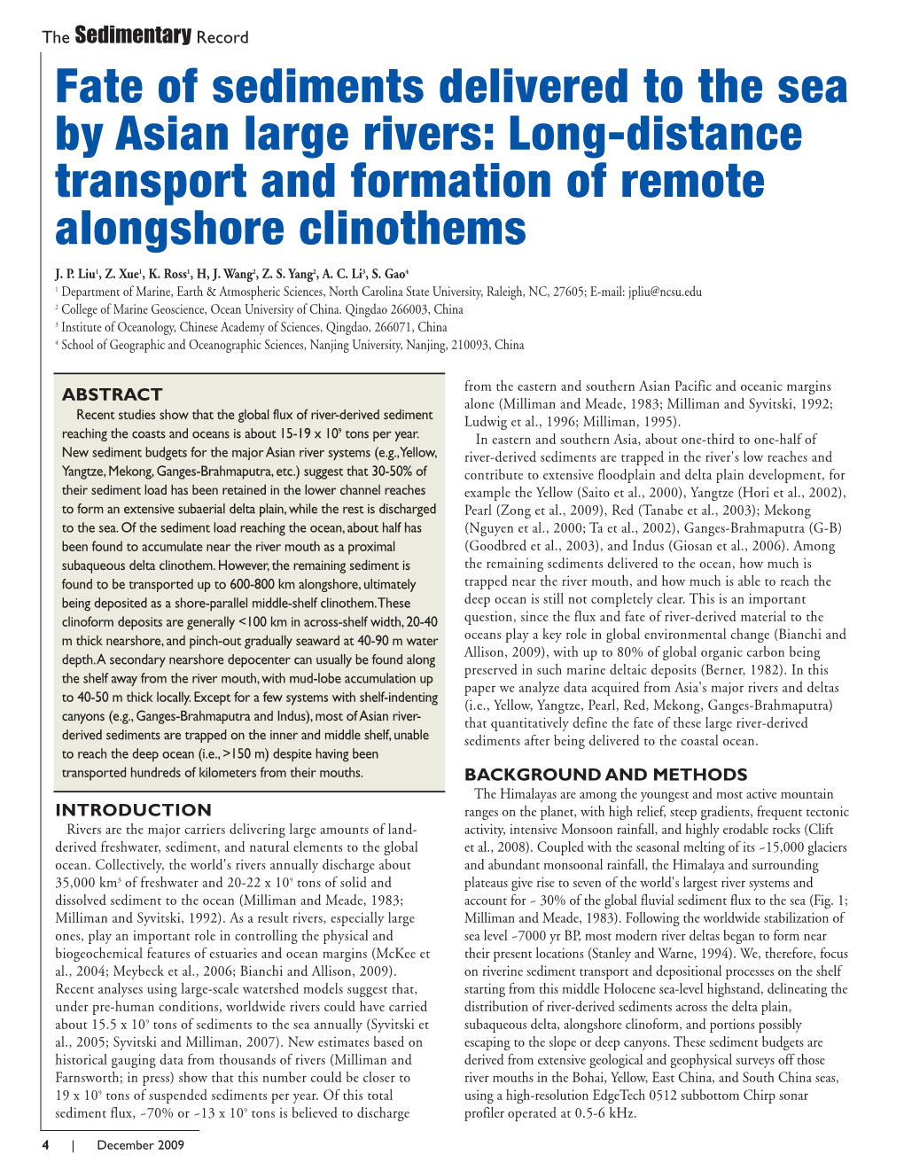 Fate of Sediments Delivered to the Sea by Asian Large Rivers: Long-Distance Transport and Formation of Remote Alongshore Clinothems