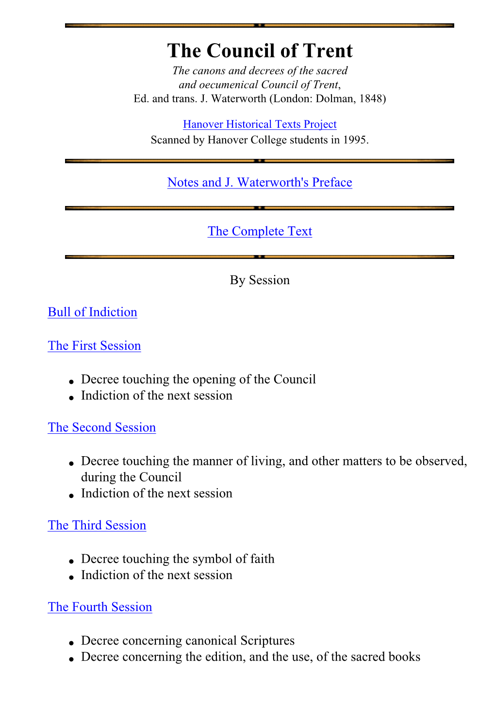 Canons and Decrees of the Council of Trent