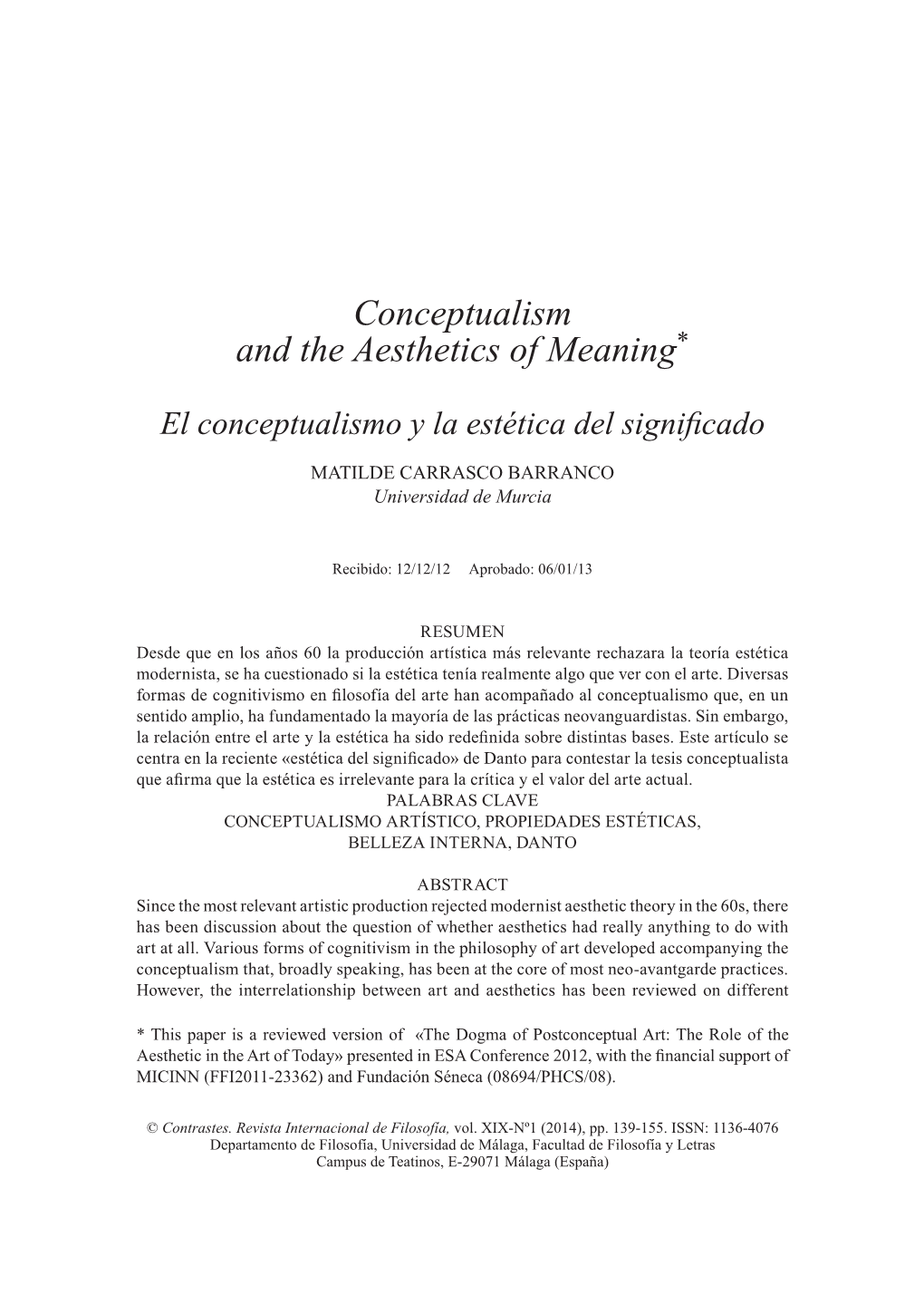 Conceptualism and the Aesthetics of Meaning*