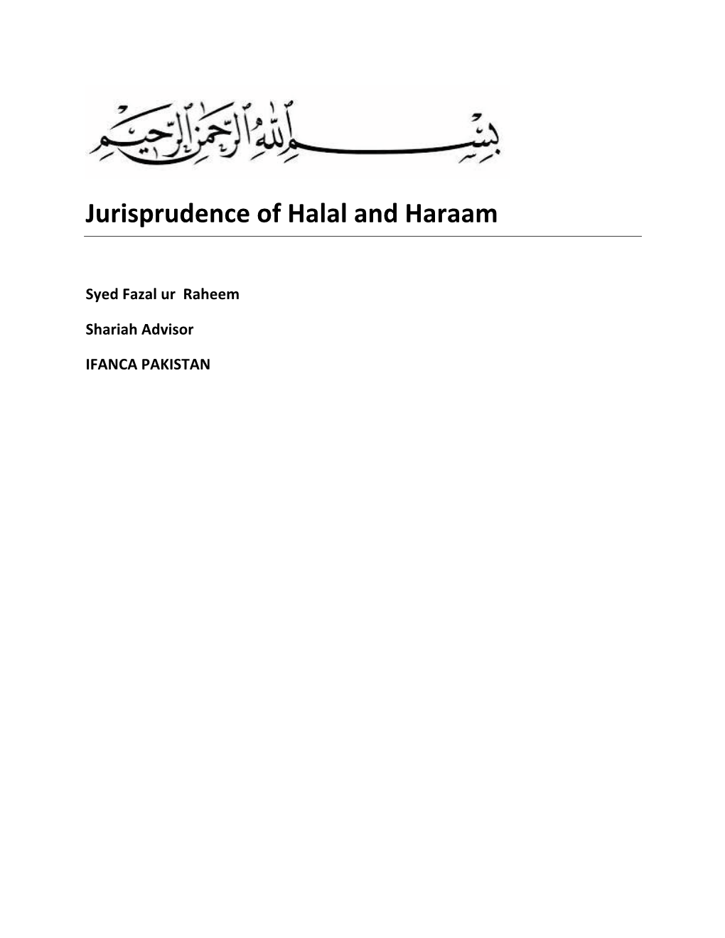 Jurisprudence of Halal and Haraam