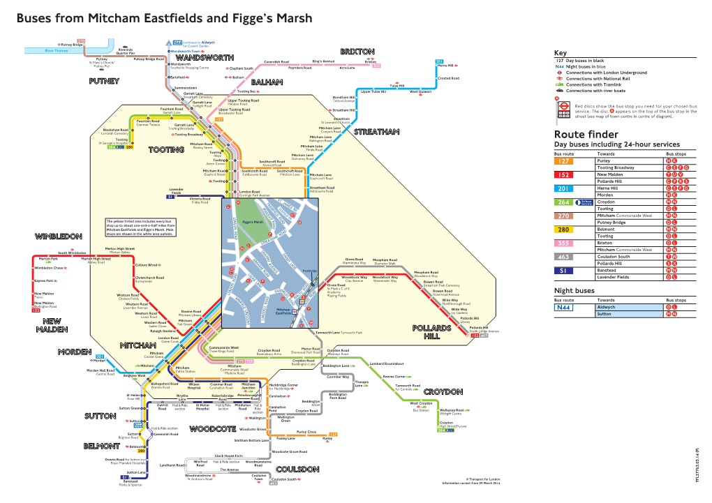 Buses from Mitcham Eastfields and Figge's Marsh