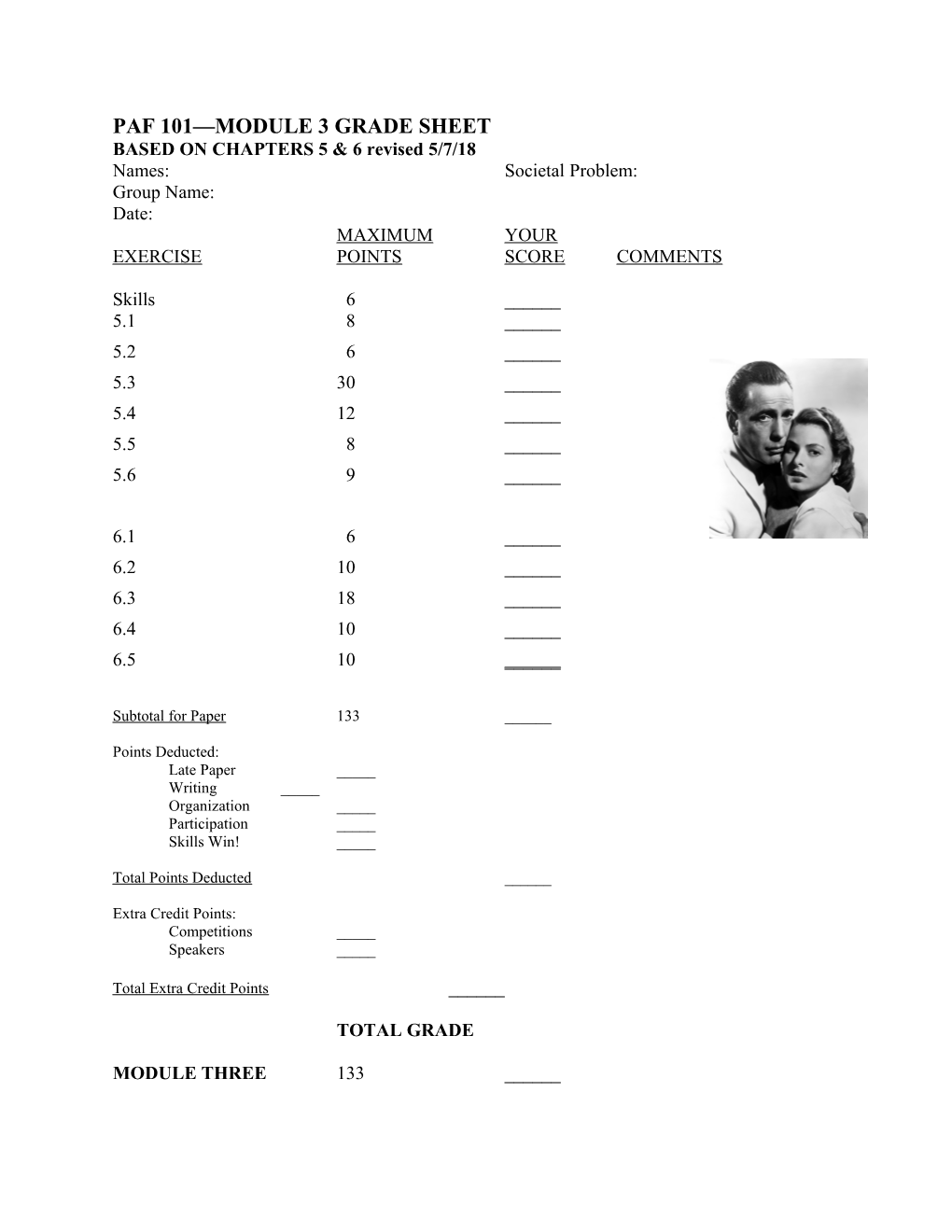 Paf 101 Module 3 Grade Sheet